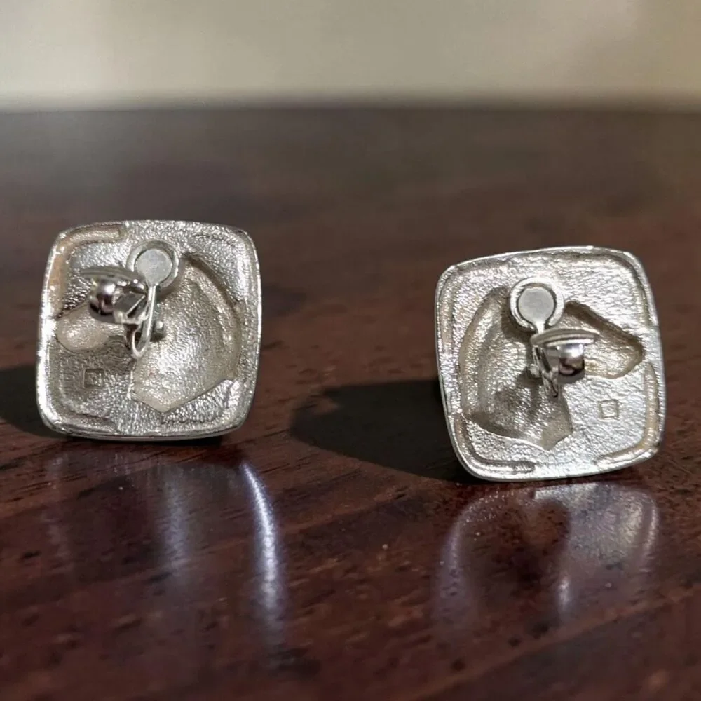 Vintage Silver Tone Horse Head Clip On Earrings, Equestrian Western Jewelry